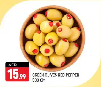 Shaklan GREEN OLIVES RED PEPPER 500GM offer