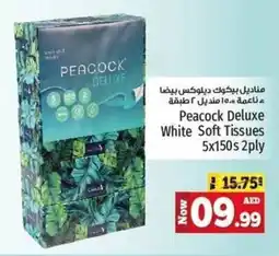 Kenz Hypermarket Peacock Deluxe White Soft Tissues 5x150s 2ply offer