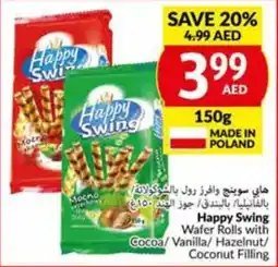 Viva Happy Swing Wafer Rolls with Cocoa/Vanilla/ Hazelnut/ Coconut Filling 150g offer