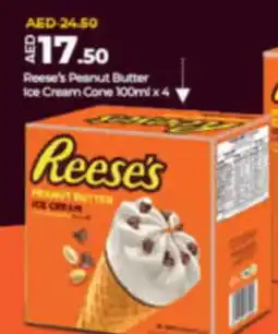 Lulu Hypermarket Reese's Peanut Butter Ice Cream Cone 100ml x4 offer