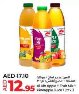 Lulu Hypermarket Al Ain Apple + Fruit Mix + Pineapple Juice 1 Ltr x3 offer