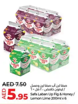 Lulu Hypermarket Safa Laban Up Fig & Honey / Lemon Lime 200ml x 6 offer