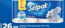 Lulu Hypermarket Selpak Toilet Roll Super Soft 3 Ply 16 Rolls offer