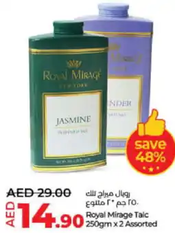 Lulu Hypermarket Royal Mirage Talc 250gm x 2 Assorted offer