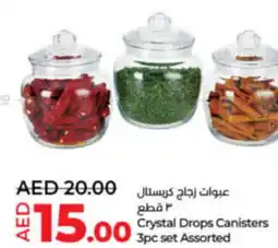 Lulu Hypermarket Crystal Drops Canisters 3pc set Assorted offer