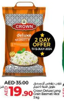 Lulu Hypermarket Crown Deluxe Long Grain Basmati Rice 5kg offer