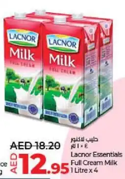 Lulu Hypermarket Lacnor Essentials Full Cream Milk 1 Litre x 4 offer