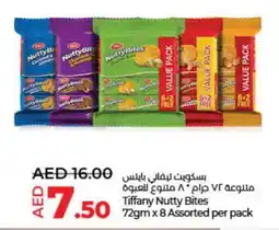 Lulu Hypermarket Tiffany Nutty Bites 72gm x 8 Assorted per pack offer
