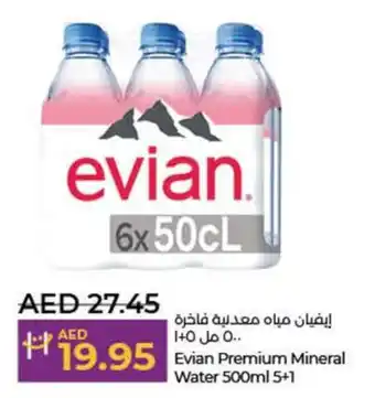 Lulu Hypermarket Evian Premium Mineral Water 500ml 5+1 offer