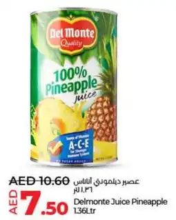 Lulu Hypermarket Delmonte Juice Pineapple 1.36Ltr offer