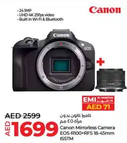 Lulu Hypermarket Canon Mirrorless Camera EOS-R100+RFS 18-45mm ISSTM offer