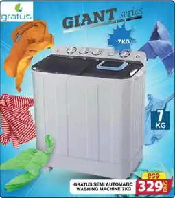 Grand Hyper Market GRATUS SEMI AUTOMATIC WASHING MACHINE 7KG offer