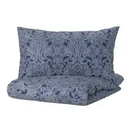 Ikea JÄttevallmo Duvet cover and 2 pillowcases, dark blue/white, 240x220/50x80 cm offer