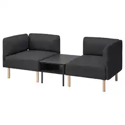 Ikea Lillehem 2-seat modular sofa with side table, Gunnared dark grey/wood offer