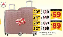 Nesto ABS 4Wheel Hard Trolley 4pcs Set asstd. 28"/32" offer