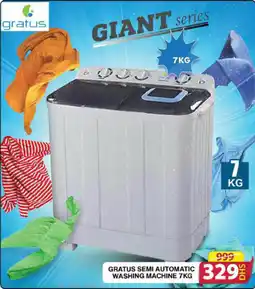 Grand Mall Sharjah GRATUS SEMI AUTOMATIC WASHING MACHINE 7KG offer