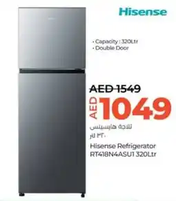 Lulu Hypermarket Hisense Refrigerator RT418N4ASU1 320Ltr offer