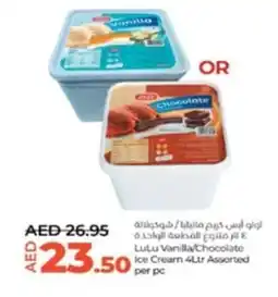 Lulu Hypermarket Vanilla Chocolate Ice Cream 4Ltr Assorted per pc offer
