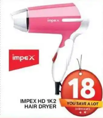 Grand Hyper Market IMPEX HD 1K2 HAIR DRYER offer