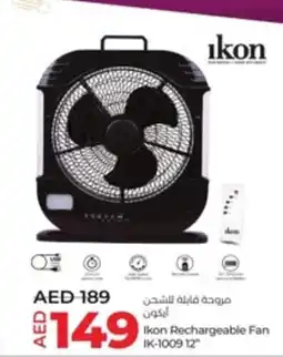 Lulu Hypermarket Ikon Rechargeable Fan IK 1009 12 offer