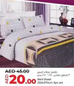 Lulu Hypermarket Bed Sheet 250x270cm 3pc set offer