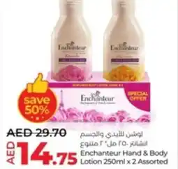 Lulu Hypermarket Enchanteur Hand & Body Lotion 250ml x 2 Assorted offer