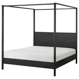 Ikea YttervÅg Four-poster bed frame, black/leirsund, 180x200 cm offer