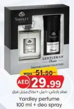 KM Trading Yardley perfume 100mL + deo spray offer