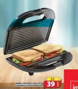 Grand Hyper Market IMPEX SW3601 2SLICE SANDWICH GRILL MAKER offer