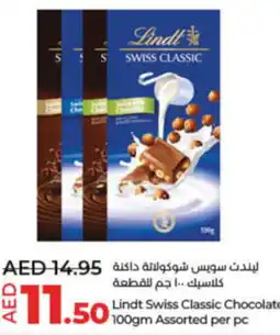 Lulu Hypermarket Lindt Swiss Classic Chocolate 100gm Assorted per pc offer