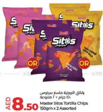 Lulu Hypermarket Master Sitos Tortilla Chips 150gm x 2 Assorted offer