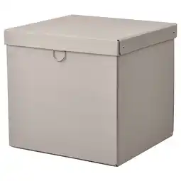 Ikea Nimm Storage box with lid, light grey-beige, 32x30x30 cm offer