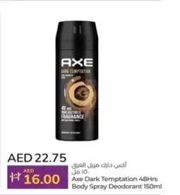 Lulu Hypermarket Axe Dark Temptation 48Hrs Body Spray Deodorant 150ml offer