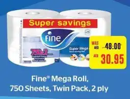 Abu Dhabi Coop Fine Mega Roll, 750 Sheets, Twin Pack, 2 ply offer