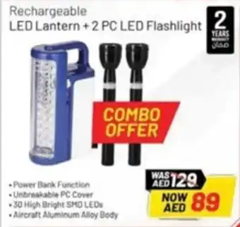 Nesto Olsenmark Rechargeable LED Lantern + 2 PC LED Flashlight offer