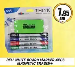 Almaya supermarket DELI WHITE BOARD MARKER 4PCS MAGNETIC ERASER+ offer