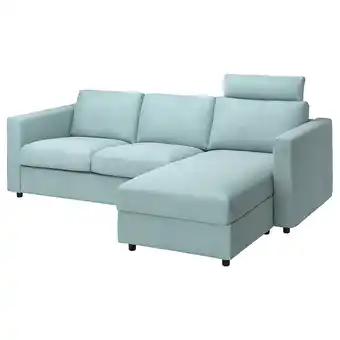 Ikea Vimle Cover 3-seat sofa w chaise longue, with headrest Saxemara/light blue offer