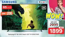 Al Madina Hypermarket Samsung 65"4K UHD Smart LED TV 65DU7000 offer
