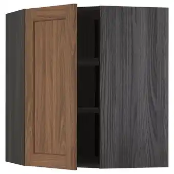 Ikea Metod Corner wall cabinet with shelves, black Enköping/brown walnut effect, 68x80 cm offer