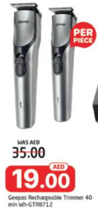 Al Madina Hypermarket Geepas Rechargeable Trimmer 40 min Wh-GTR8712 offer