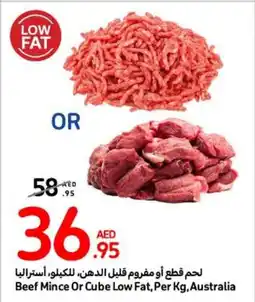 Carrefour Beef Mince Or Cube Low Fat, Per Kg offer