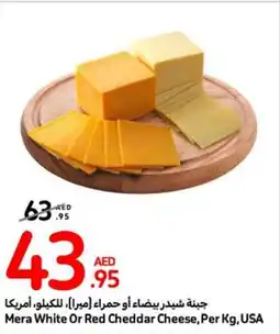 Carrefour Mera White Or Red Cheddar Cheese, Per Kg offer