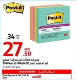 Carrefour 3M Post it MIA/NEO pad assorted offer