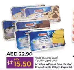 Lulu Hypermarket Americana Pound Cake Vanilla/Choco/Marble 290gm 2's per set offer