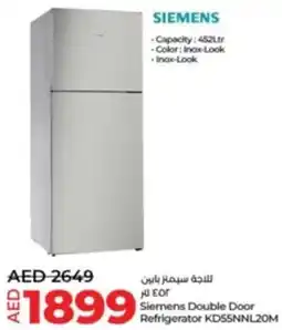 Lulu Hypermarket Siemens Double Door Refrigerator KD55NNL20M offer