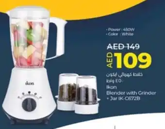 Lulu Hypermarket Blender with Grinder + Jar IK C672B offer