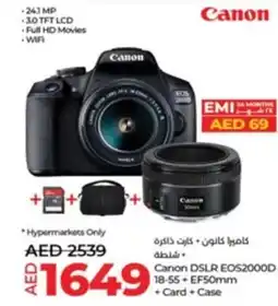 Lulu Hypermarket Canon DSLR EOS2000D 18-55 + EF50mm offer