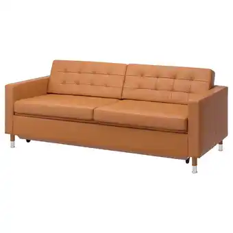 Ikea Landskrona 3-seat sofa-bed, grann/bomstad golden-brown/metal offer