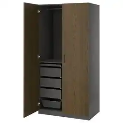 Ikea Pax / tonstad Wardrobe combination, dark grey/brown stained oak veneer, 100x60x201 cm offer