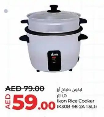 Lulu Hypermarket Ikon Rice Cooker IK30B-98-2A 1.5Ltr offer